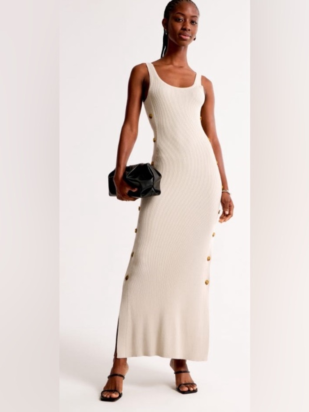 HFR NICOLE BENEFIELD
Maxi Sweater Dress Sleeveless Ribbed Tank Light Beige/ XSp